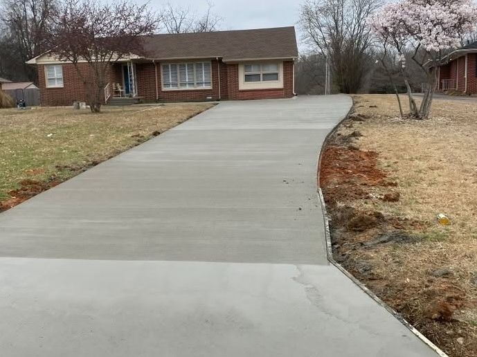 New concrete driveway poured for a residential home